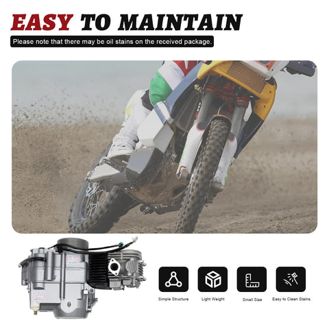 125cc 4 Stroke Engine Kit With Manual Clutch For Honda CRF50 XR50 CRF70 Z50R QR50 Dirt Pit Bike Single Cylinder Air Cooled Engine With PZ22 Carburetor Plug And Play Upgrade shown with a dirt bike background.