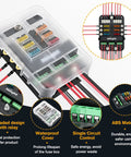 6 Way Fuse Relay Block With Acc Control Negative Bus 12V Blade Holder ATC ATO Box Waterproof Cover Panel For Automotive Cars Motorcycles RVs Vans Heavy Duty Electrical Distribution For All Rigs And Off Road Setups with cover