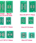 90 Piece SMD To DIP Adapter Set Double Sided PCB Converter Board For IC Chips with various sizes and layouts displayed