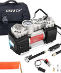 Heavy Duty Portable 12V Tire Inflator With Dual Cylinders For Quick 6X Faster Inflation Up To 150 PSI 2.12 CFM At 0 PSI 70 L Per Min LED Light Built To Last Car Truck SUV Air Compressor Pump with accessories and carry bag
