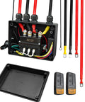 Prewired Winch Control Box Kit For 12V DC 500A Solenoid Contactor With Easy Install Harness, Plug And Play Winch Controller, No Hassle Setup Fits ATV UTV SUV Electric Winches 8000lbs To 17000lbs, with DC12V box and remotes