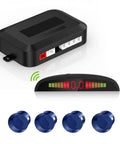 Wireless Parking Sensor System With 4 Blue Backup Sensors, LED Distance Display, And Sound Warnings For Cars, Vans, RVs, And Trailers, Easy Plug In No Wiring Needed Between LED And Control Box