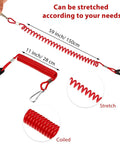 4 Pack Universal Boat Kill Switch Lanyards Durable With Stop Switch Keys Emergency Engine Cord Tether, red coiled view.