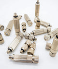 Outdoor Misting Nozzles Set, Stainless Steel High-Pressure Fogger Heads scattered, showcasing 3/16 Inch Thread 10/24 UNC design.