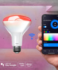 WiFi Smart BR30 LED Flood Light Bulb 12 Pack 9W 60W Equivalent Multicolor And White Dimmable Tunable Bulb with app control shown
