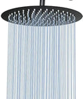 12 Inch Matte Black Round Rain Shower Head With Shower Arm Stainless Steel Waterfall Rainfall For Full Body Coverage