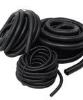 Dope Split Wire Loom Kit With Flex Guard Convoluted Tubing in black showing three coiled sizes for auto and home wiring