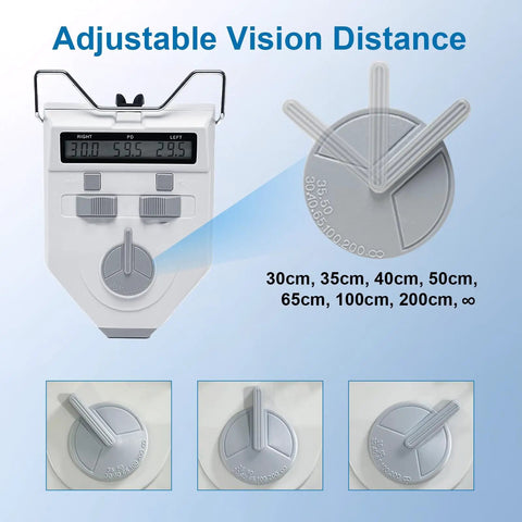 Digital Pupilometer With LCD Display And Memory PD Meter For Eyewear Fitting Pupillary Distance Tool Precision Optical Instrument 45 To 82mm Great For Eye Pros And Shops Quick Readouts Memory Recalls Last Five PD Measurements Easy Onehanded, white plastic