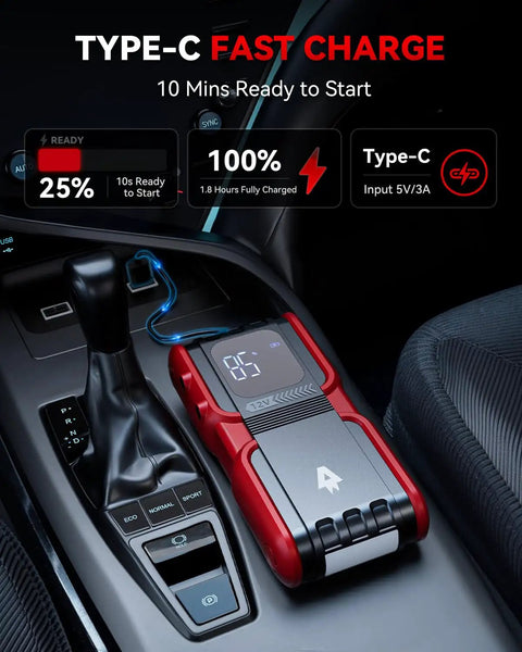 Heavy Duty 4000A Jump Starter With 20000mAh Power Bank Portable Car Battery Booster Pack Type C Quick Charge 12V Lithium Jump Starter