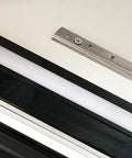 Heavy Duty Commercial Display Refrigerator Three Section Hinged Glass Door materials, including black strips and metal guide rail.