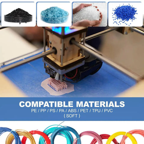 Compact 1000W Desktop Single Screw 3D Printer Extruder And Filament Maker With Precise Pid Temperature Control 0 To 350C for diverse plastic materials.