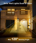 Outdoor Solar Wall Lights 2 Pack, Waterproof Brighter Porch Square Lights With Motion Sensor, 3 Modes, 120 Degree Detection outside house