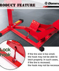 Heavy Duty Motorcycle Wheel Chock And Front Tire Stand For 17 To 21 Inch Rigs Adjustable 1500 Lb Capacity Red Steel Trailer Stand