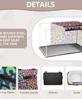 Hella Roomy Foldable Storage Bin With Clear Front Window And Top Front Twin Zippers Built Tough Steel Rod Support Real Sturdy Home Organizer Leopard Print Rainbow Decor with two-way zipper and clear front.