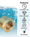 Brass hex reducer bushing, 1/4 NPT male to 1/8 NPT female threaded pipe fitting for plumbing