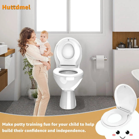 Smooth Action Two In One Toilet Seat With Detachable Toddler Potty Training Cushion Soft Close Quiet Latch No Sweat Setup Growing Kids Swear By This Easy Wipe Down White Ring Real MVP Home Essential