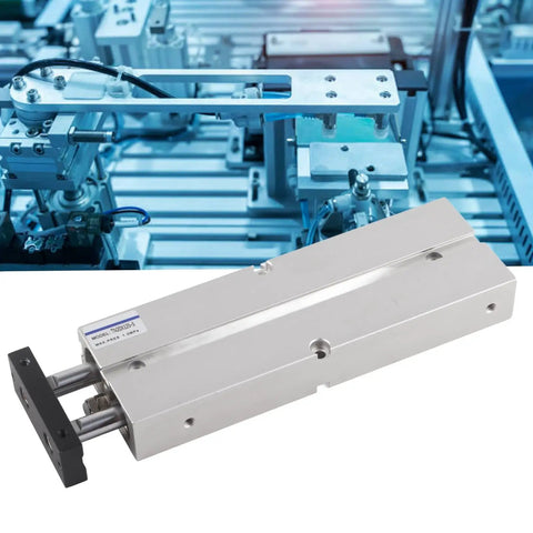 Industrial setup showcasing a Compact Double Acting Air Cylinder With 125 Millimeter Stroke, Rustproof Aluminum Alloy, High Strength Dual Rod Design