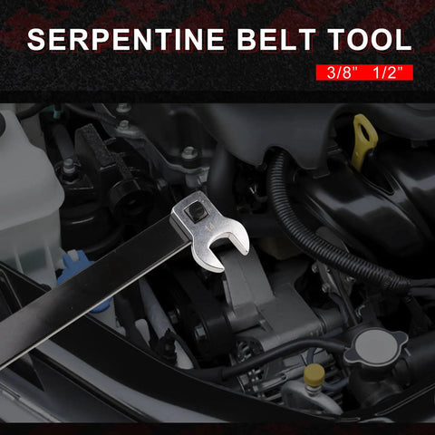 8 Piece Serpentine Belt Tool Kit With 3/8 Inch Drive And 1/2 Inch Drive Belt Tensioner Wrench Set for Auto Engine Maintenance
