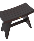 24-Inch Teak Shower Bench With Anti-Slip Flared Legs And Adjustable Foot Pads, Sturdy Teak Wood Shower Stool That Holds Up To 250 Lbs