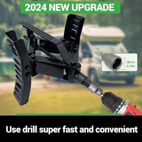 Wheel Chock Stabilizer With Rotatable Sides For RV And Travel Trailer Tires That Lock Tandem Wheels On Uneven Surfaces