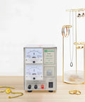 3A Electroplating Machine For Jewelry, 110V Pro Grade Gold And Silver Plating Power Supply with real-time meters and jewelry display.