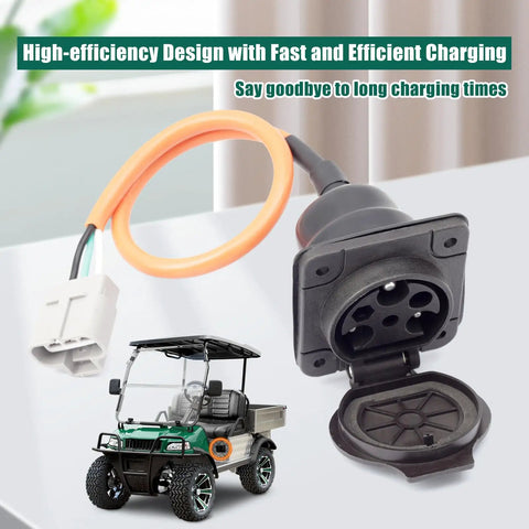 Top Tier Electric Golf Cart Charger Receptacle Head Replacement For Evolution Powersports Advanced Ev And Aeric Provides Dead Simple Plug And Play Upgrades With Hella Fast 3 Pin 30 Amp 110V 220V Port, includes charging socket and cable.