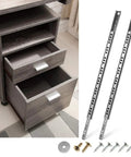 Beefy 2 Pack Ball Bearing Drawer Slides 13.5 Inch 342mm with screws beside a wooden drawer showing smooth metal tracks.