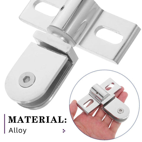 Heavy Duty Glass Shower Door Hinges Set Of 2 Alloy Pivot Hinges shown in hand for size reference, silver alloy material