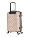 Diamond Tower Hardside Luggage With Expandable Design Rose Gold Finish Eight Wheel Spinner Travel Case Lightweight Twenty Inch Carry On Durable Diamond Texture Exterior And Spacious Interior