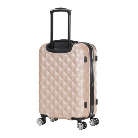 Diamond Tower Hardside Luggage With Expandable Design Rose Gold Finish Eight Wheel Spinner Travel Case Lightweight Twenty Inch Carry On Durable Diamond Texture Exterior And Spacious Interior