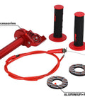 Universal Seven Eighths Inch 22mm Quick Twist Throttle Grips With Cable Aluminum Alloy For Dirt Bikes ATVs Mini Bikes Red Kit