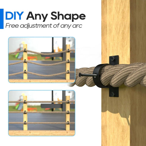 Four Pack 2 Inch Rope Support Holders With Cross Screw Rings Stainless Steel Drop Ring Brackets for hemp rope fencing on wood