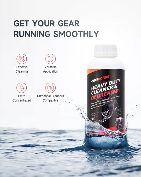 Pro Level Ultrasonic Cleaner Fluid For Carburetors Engines And Auto Parts Dissolves Stubborn Grease Oil And Road Grime Without Any Scrub Hustle Leaves Parts Residue Free 34 Fl Oz in water.