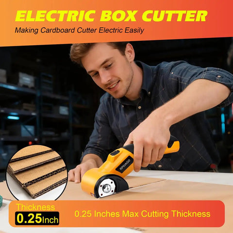 Heavy Duty Cordless Electric Scissors With 3000mAh Battery For Cutting Cardboard Boxes And Packing Tape Fast USB C Rechargeable Power Tool in use cutting cardboard.