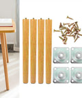 Detachable Wooden Furniture Legs Kit, 4 Pieces, 30cm Table And Cabinet Feet For DIY Projects with screws shown