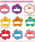 90Pcs Hibiscus Flower Name Tag Stickers Set With 9 Dope Styles Colorful Floral Blank Nameplates Self Adhesive Labels