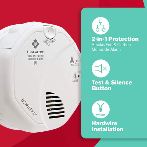 Hardwired Smoke And Carbon Monoxide Detectors 3 Pack With Battery Backup For Home Safety 120 Volt Photoelectric Smoke And CO Alarms shown