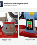 Precision scale and waterproof switch on No Drama Electric Saw Blade Sharpener For Carbide Tipped Blades With Five Inch Grinding Wheel.
