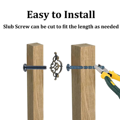 Installing the Set Of 4 Vintage Drop Bail Pulls Cabinet Handles Antique Bronze For Kitchen Cabinets with slub screw adjustment.