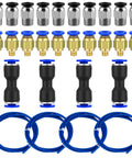 Blue PTFE Tubing 1 Meter Set with 10 PC4 M6 fittings and 10 PC4 M10 pneumatic connectors, 4 PU4 tube connectors for 3D printers