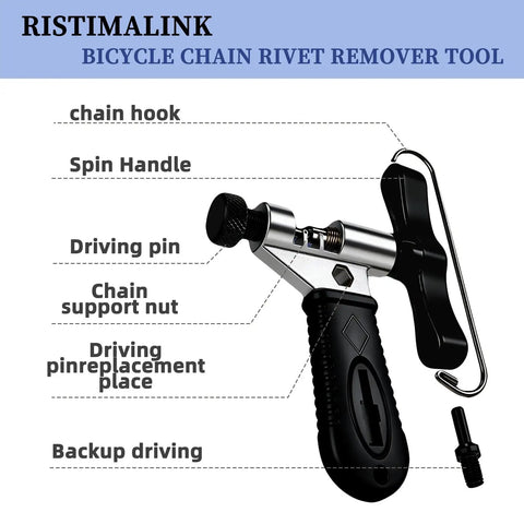 Bike Chain Repair Tools Set With Chain Breaker Tool, Master Link Pliers, Wear Indicator, And 3 Pairs Missing Links For 6 To 10 Speed Chains, Pro Grade Bicycle Maintenance Kit For Quick On The Go Repairs - Chain breaker tool diagram.