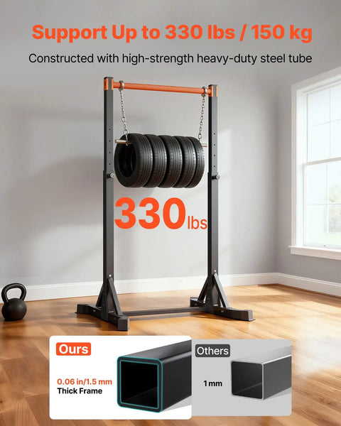 Beast Mode Ready Heavy Duty Free Standing Pull Up Bar Station With H Frame, 330 Lbs Capacity in home gym setup.
