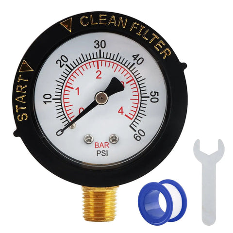 0-60 Psi Pool Filter Pressure Gauge With A Pro Grade Built To Last 2 Inch Dial, 1/4 Inch NPT Lower Mount, Stainless Steel Case, IP67 Waterproof