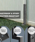 Six Pack Fence Post Repair Kit with heavy duty 33.6 inch ground stakes and thickened steel anchor spikes on rustproof fence.