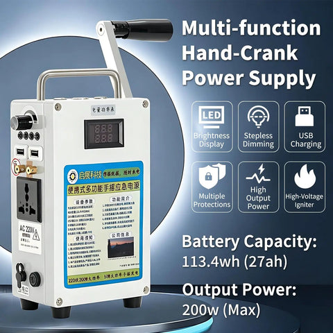 Hand Crank Portable Power Station With USB And AC Outlet No Fuel Needed Emergency Backup Generator for camping