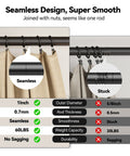 Comparison of heavy duty adjustable curtain rod 32 to 150 inches black seamless design and stuck design details