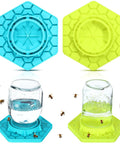 2 Pack Bee Watering Station For Garden Beekeeping, Mason Jar Compatible Bee Feeder, Yellow and Cyan Silicone Bases