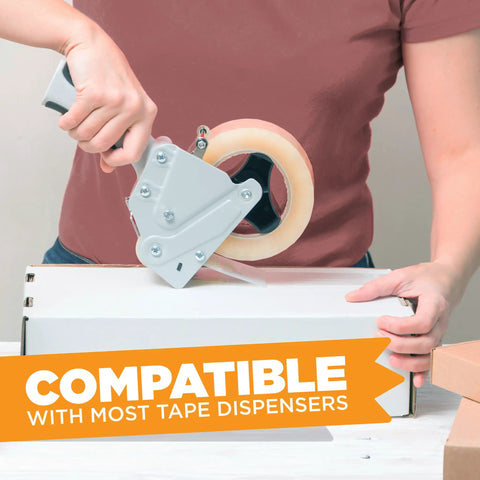 Clear Packing Tape 60 Yards Per Roll, Pack of 6 Rolls, 2.7 Mil Thick Heavy Duty Adhesive for Moving in a tape dispenser on box