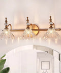 Matte Brass Vanity Light Over Mirror With Two Lights, Modern Wall Sconce, Flower Shaped Vanity Lighting Fixture, warm glow