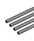 Carbon Fiber Round Tube 5mm X 3mm X 400mm Pultruded For RC Airplanes And Quadcopters 8 Pack in a row, showing ends and texture.